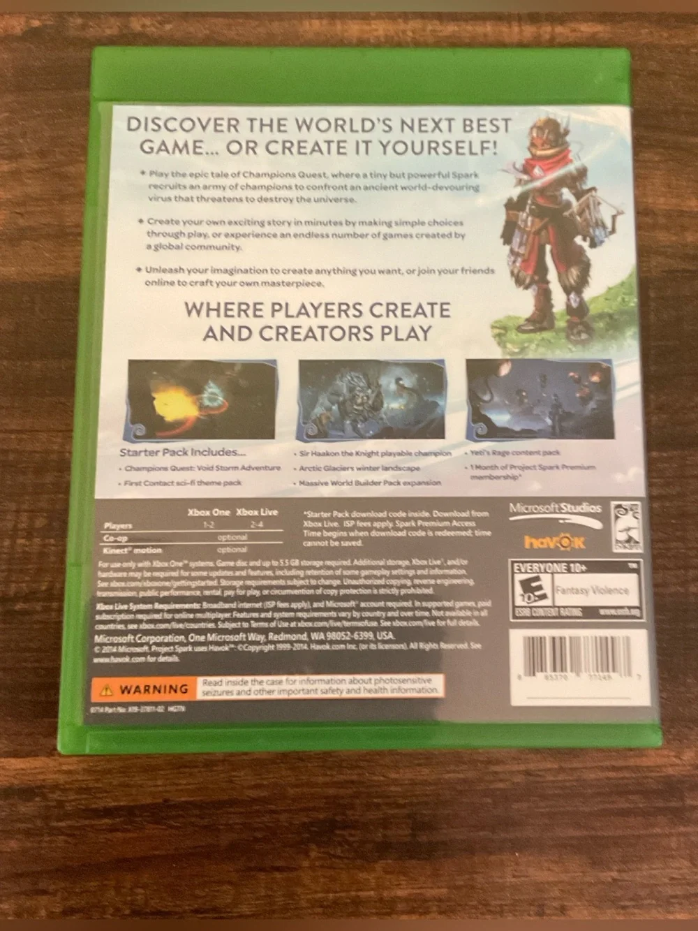 Project Spark Starter Pack – Xbox One – Complete in Box preowned never used